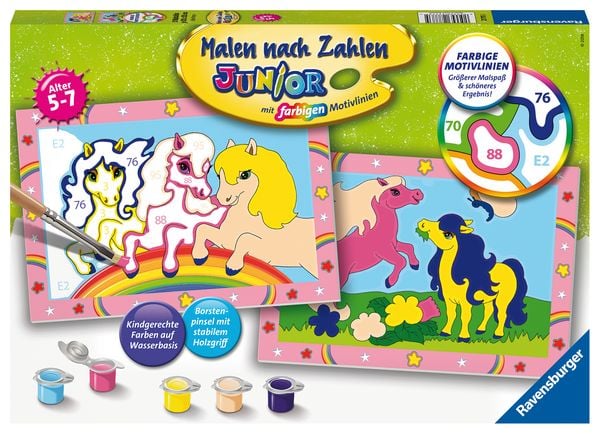 Produktbild: CreArt, Malen nach Zahlen Junior - S&uuml;&szlig;e Ponys