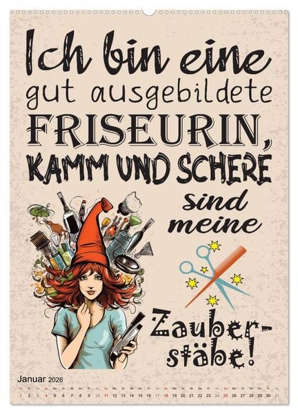 Produktbild: Haarige Friseurspr&uuml;che (Wandkalender 2026 DIN A2 hoch), CALVENDO Monatskalender