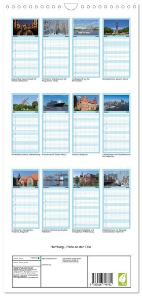 Produktbild: Familienplaner 2026 - Hamburg - Perle an der Elbe mit 5 Spalten (Wandkalender, 21 x 45 cm) CALVENDO