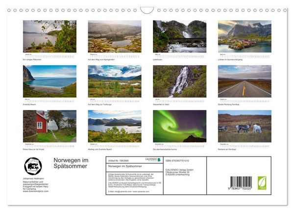 Produktbild: Norwegen im Sp&auml;tsommer (Wandkalender 2026 DIN A3 quer), CALVENDO Monatskalender