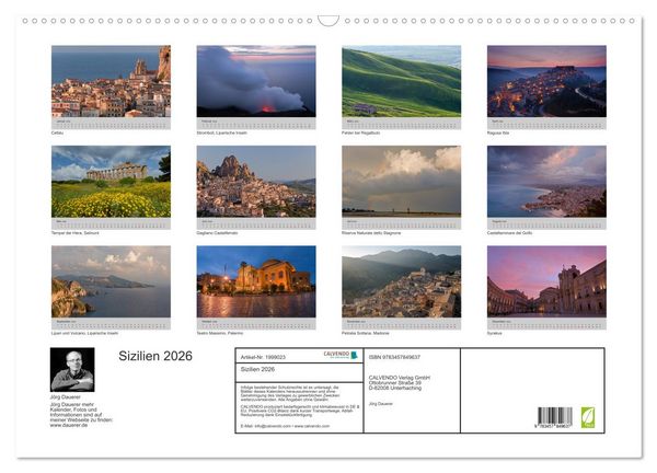 Produktbild: Sizilien 2026 (Wandkalender 2026 DIN A2 quer), CALVENDO Monatskalender