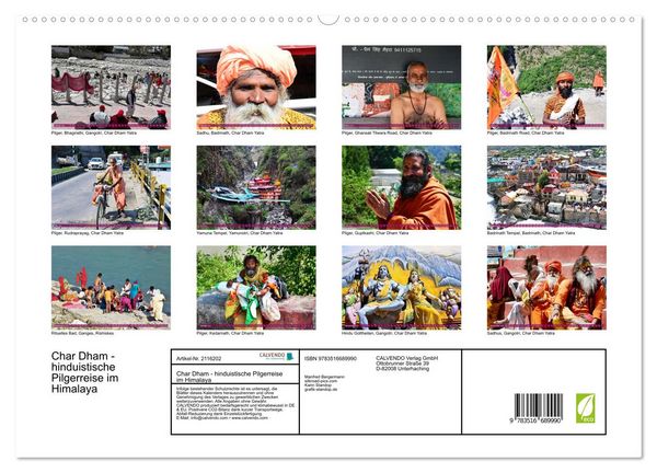 Produktbild: Char Dham - hinduistische Pilgerreise im Himalaya (hochwertiger Premium Wandkalender 2026 DIN A2 quer), Kunstdruck in Hochglanz
