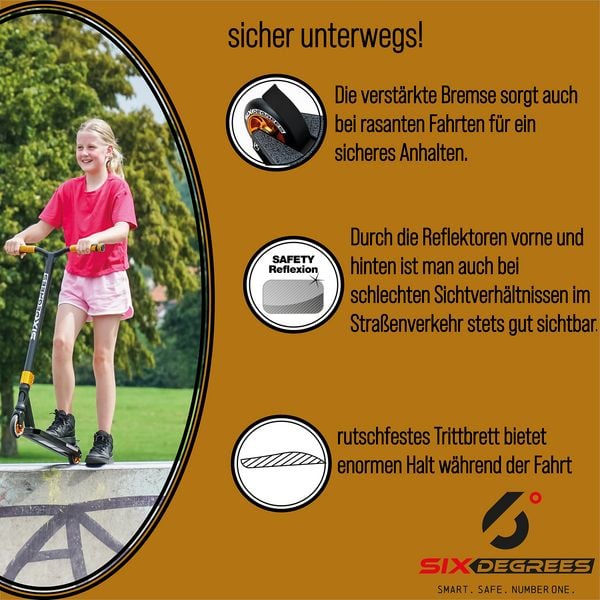 Produktbild: SIX DEGREES Stuntscooter 100 mm schwarz-