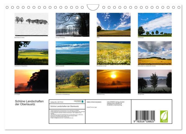 Produktbild: Sch&ouml;ne Landschaften der Oberlausitz (Wandkalender 2026 DIN A4 quer), CALVENDO Monatskalender
