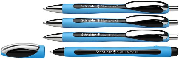 Produktbild: Schneider 3x Kugelschreiber Rave Box + 1x Memo schwarz, 4er Set