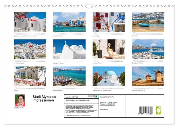 Produktbild: Stadt Mykonos - Impressionen (Wandkalender 2026 DIN A3 quer), CALVENDO Monatskalender