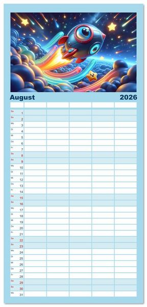 Produktbild: Familienplaner 2026 - Himmelsfunken: Der kleine Stern und seine Reisen mit 5 Spalten (Wandkalender, 21 x 45 cm) CALVENDO