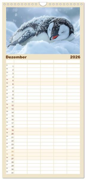 Produktbild: Familienplaner 2026 - Tierische Tr&auml;umer - Sanft ruhend mit 5 Spalten (Wandkalender, 21 x 45 cm) CALVENDO