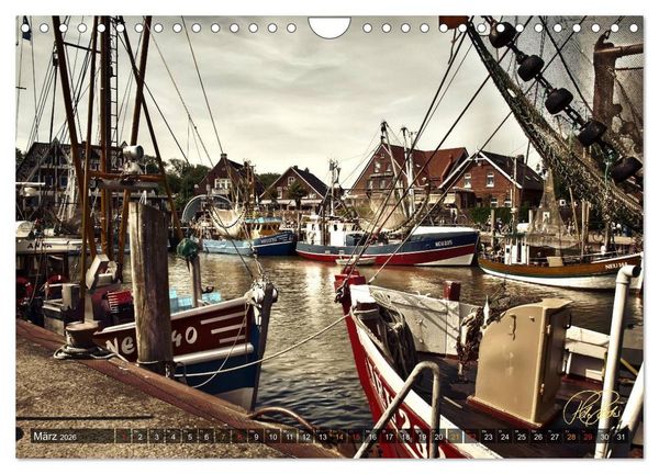 Produktbild: Ostfriesland - die alten H&auml;fen, Vintage-Style (Wandkalender 2026 DIN A4 quer), CALVENDO Monatskalender