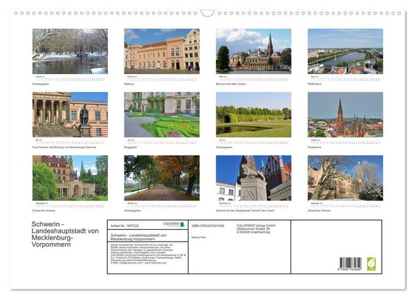 Produktbild: Schwerin - Landeshauptstadt von Mecklenburg-Vorpommern (Wandkalender 2026 DIN A2 quer), CALVENDO Monatskalender