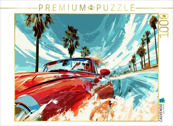 CALVENDO Puzzle Die Kurven beherrschen - Sportwagen und Frau | 1000 Teile Lege-Größe 64x48cm Foto-Puzzle für glückliche Stunden