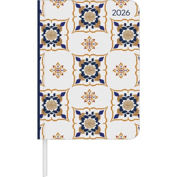Alpha Edition - Daily Journal Oriental 2026 – Taschenkalender 11×15 cm mit 352 Seiten & Tagesansicht, 4-sprachigem Kalendarium, edler Elefanten-Planer