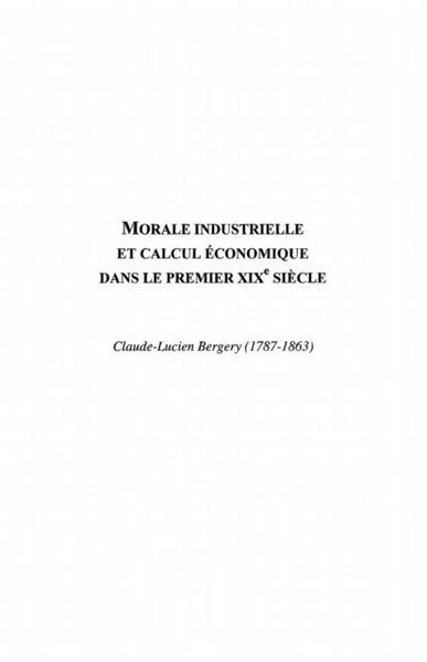 Produktbild: Morale industrielle et calcul economique.