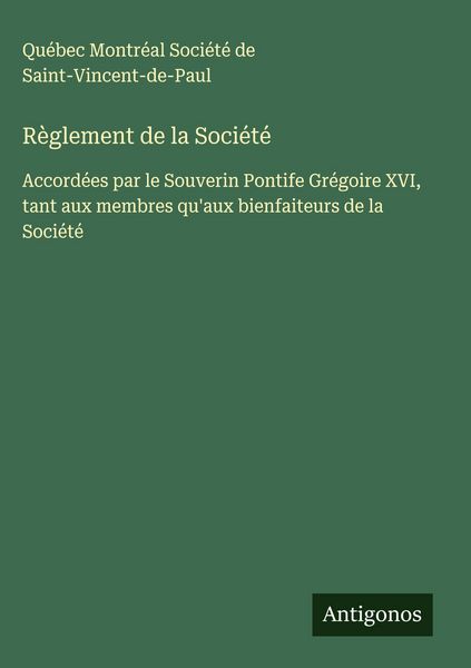 Produktbild: R&egrave;glement de la Soci&eacute;t&eacute;