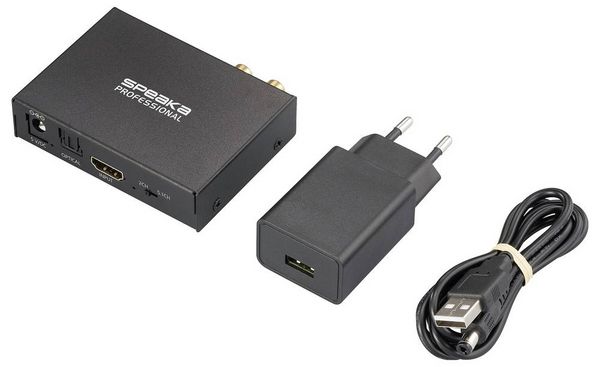 Produktbild: SpeaKa Professional SP-HDS-300 2 Port HDMI-Splitter Ultra HD-f&auml;hig, mit eingebautem Konverter, mit Audio-Ports 3480 x 2160 Pixel Schwarz