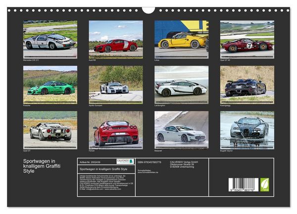 Produktbild: Sportwagen in knalligem Graffiti Style (Wandkalender 2026 DIN A3 quer), CALVENDO Monatskalender