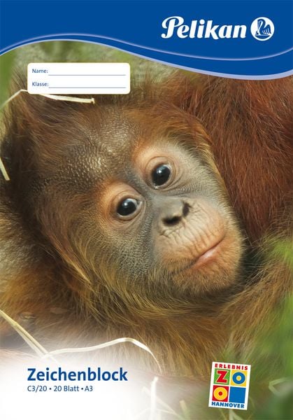 Produktbild: Pelikan Zeichenblock A3 Tiermotiv mit 20 Blatt