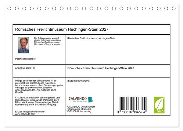 Produktbild: R&ouml;misches Freilichtmuseum Hechingen-Stein 2027 (Tischkalender 2027 DIN A5 quer), CALVENDO Monatskalender