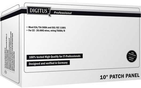 Produktbild: Digitus DN-91608S 8 Port Netzwerk-Patchpanel 254mm (10") CAT 6 1 HE Best&uuml;ckt