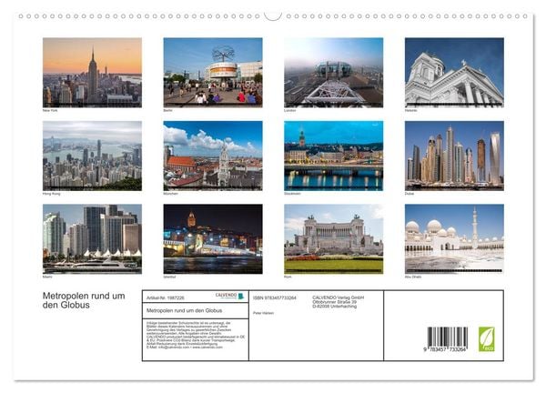 Produktbild: Metropolen rund um den Globus (Wandkalender 2026 DIN A2 quer), CALVENDO Monatskalender