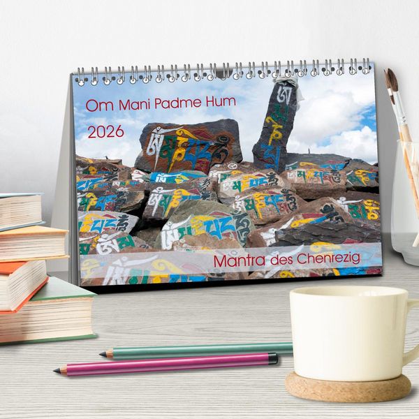 Produktbild: Om Mani Padme Hum &ndash; Mantra des Chenrezig (Tischkalender 2026 DIN A5 quer), CALVENDO Monatskalender