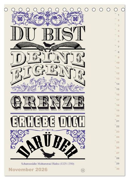Produktbild: Die sch&ouml;nsten Lebensweisheiten Typo - Kalender (Tischkalender 2026 DIN A5 hoch), CALVENDO Monatskalender