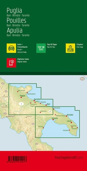 Produktbild: Apulien - Bari - Brindisi - Taranto, Top 10 Tips, Autokarte