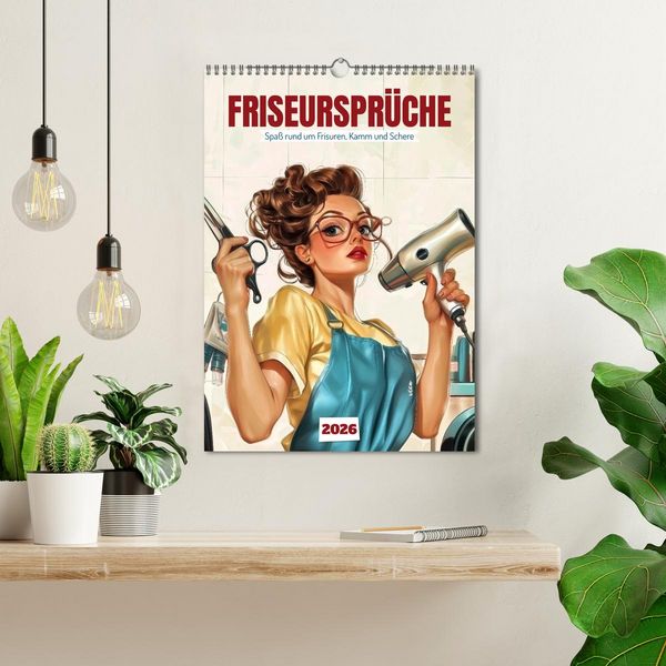 Produktbild: Friseurspr&uuml;che, Spa&szlig; rund um Frisuren, Kamm und Schere (Wandkalender 2026 DIN A3 hoch), CALVENDO Monatskalender