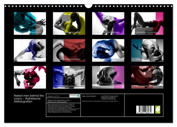 Produktbild: Naked men behind the colors &ndash; &Auml;sthetische Aktfotografien (Wandkalender 2026 DIN A3 quer), CALVENDO Monatskalender