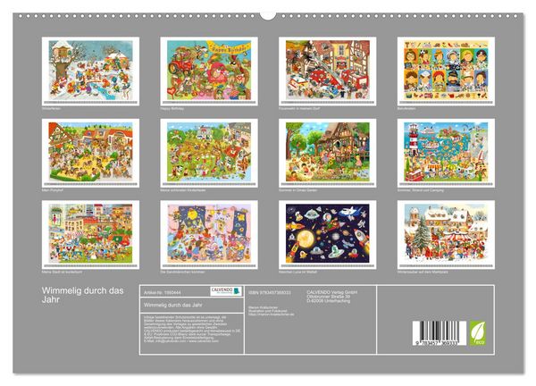 Produktbild: Wimmelig durch das Jahr (hochwertiger Premium Wandkalender 2026 DIN A2 quer), Kunstdruck in Hochglanz