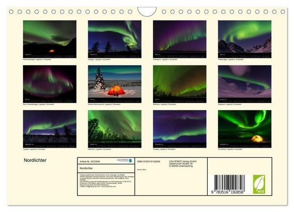 Produktbild: Nordlichter (Wandkalender 2026 DIN A4 quer), CALVENDO Monatskalender