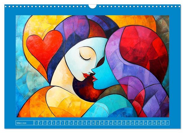 Produktbild: Liebe und Gl&uuml;ck. Abstrakte Kunst im &Ouml;lbilder-Stil (Wandkalender 2026 DIN A3 quer), CALVENDO Monatskalender