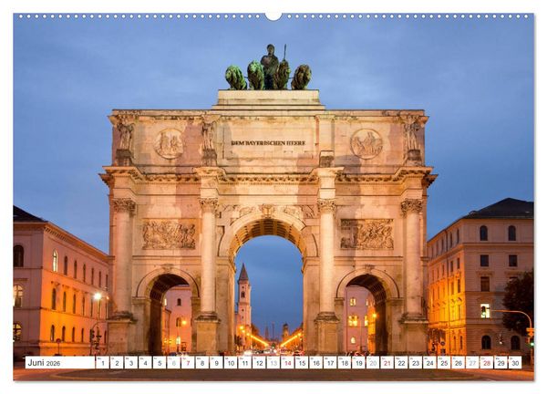 Produktbild: Abend in M&uuml;nchen (hochwertiger Premium Wandkalender 2026 DIN A2 quer), Kunstdruck in Hochglanz