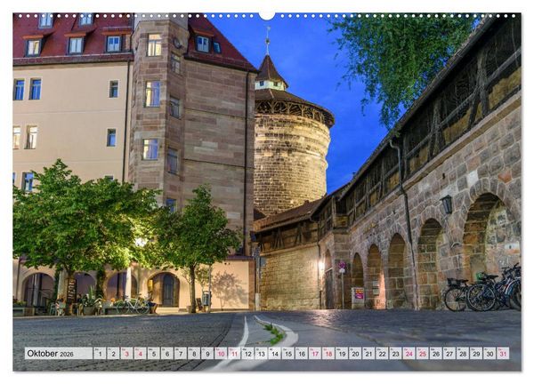 Produktbild: N&uuml;rnberg zur Blauen Stunde (Wandkalender 2026 DIN A2 quer), CALVENDO Monatskalender