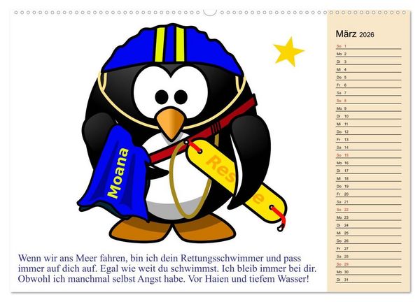 Produktbild: Pinguin-Elfe (hochwertiger Premium Wandkalender 2026 DIN A2 quer), Kunstdruck in Hochglanz