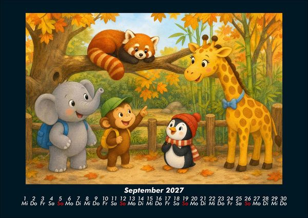 Produktbild: Ein Jahr im Zoo mit Raffi und Freunden 2027 Fotokalender DIN A4