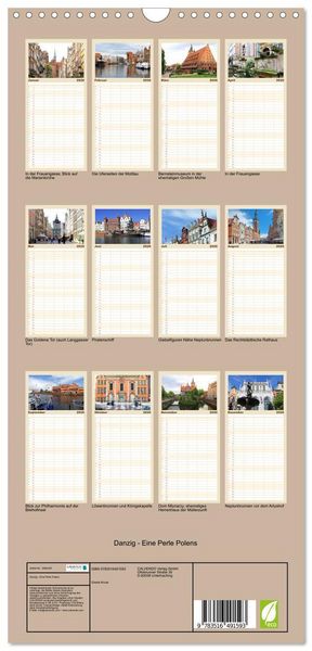 Produktbild: Familienplaner 2026 - Danzig - Eine Perle Polens mit 5 Spalten (Wandkalender, 21 x 45 cm) CALVENDO