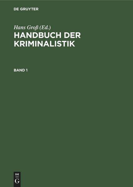 Produktbild: Handbuch der Kriminalistik. Band 1