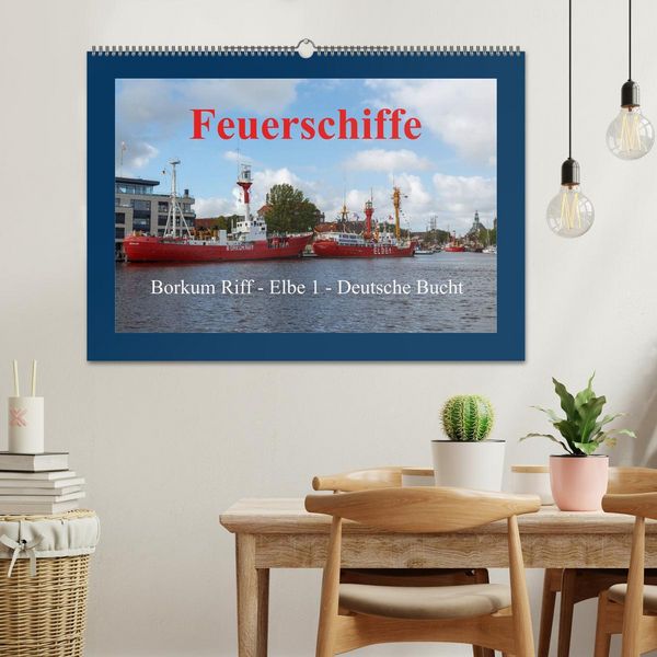 Produktbild: Feuerschiffe - Borkum Riff - Elbe 1 - Deutsche Bucht (Wandkalender 2026 DIN A2 quer), CALVENDO Monatskalender