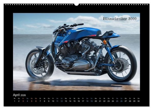 Produktbild: Verr&uuml;ckte 2-Rad Fantasien einer KI (Wandkalender 2026 DIN A2 quer), CALVENDO Monatskalender