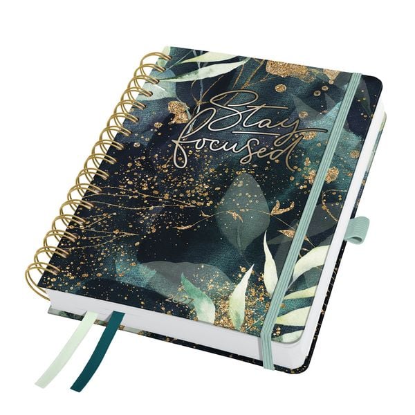 Produktbild: SIGEL 7J603 Spiral-Kalender Jolie 2027, ca. A5, Glamorous Leaves, Hardcover