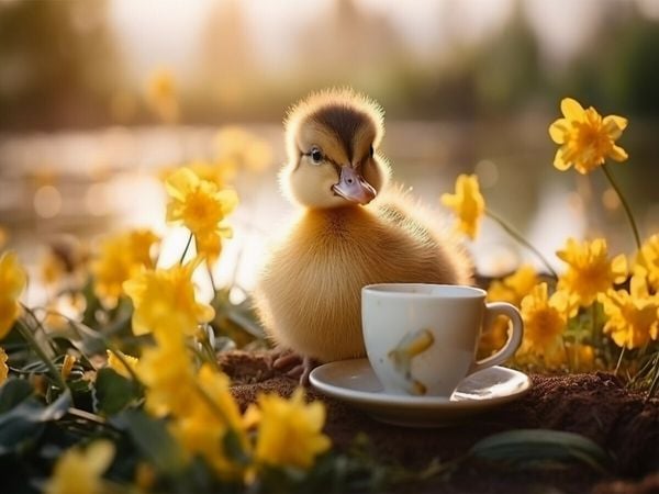 Produktbild: CALVENDO Puzzle Entenk&uuml;ken Kaffeezeit | 1000 Teile Lege-Gr&ouml;&szlig;e 64x48cm Foto-Puzzle f&uuml;r gl&uuml;ckliche Stunden