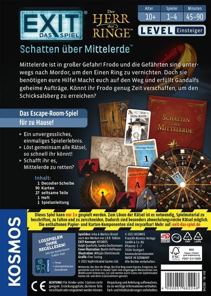 Produktbild: EXIT&reg; - Das Spiel - Der Herr der Ringe - Schatten &uuml;ber Mittelerde