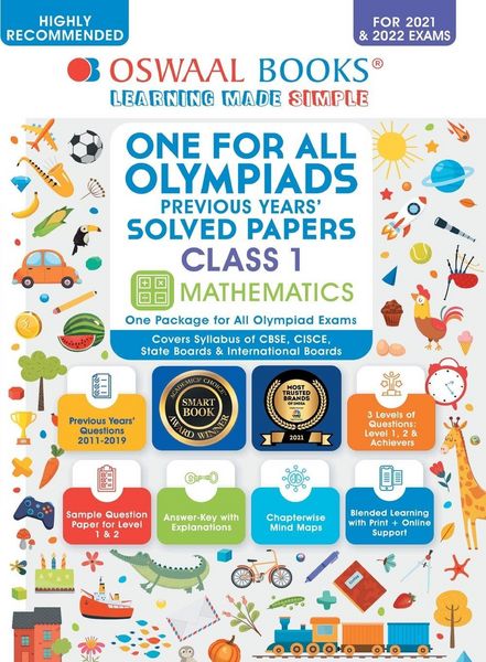 Produktbild: Oswaal One for All Olympiad Previous Years Solved Papers, Class-1 Mathematics Book (For 2021-22 Exam)