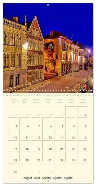 Produktbild: Gand et Bruges au cr&eacute;puscule (Calendrier mural carr&eacute; 2026 30x30 cm) Calendrier double avec une page pour vos prises de notes