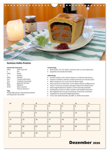 Produktbild: Der tolle Rezeptkalender (Wandkalender 2026 DIN A3 hoch), CALVENDO Monatskalender
