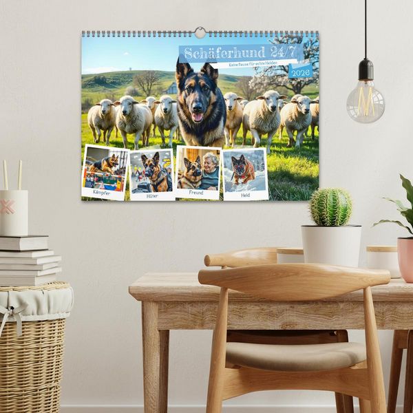 Produktbild: Sch&auml;ferhund 24/7 - Keine Pause f&uuml;r echte Helden (Wandkalender 2026 DIN A3 quer), CALVENDO Monatskalender