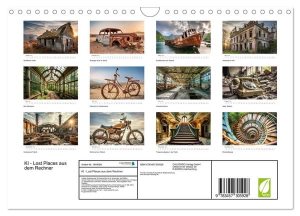 Produktbild: KI - Lost Places aus dem Rechner (Wandkalender 2026 DIN A4 quer), CALVENDO Monatskalender
