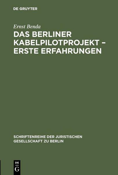 Produktbild: Das Berliner Kabelpilotprojekt - erste Erfahrungen