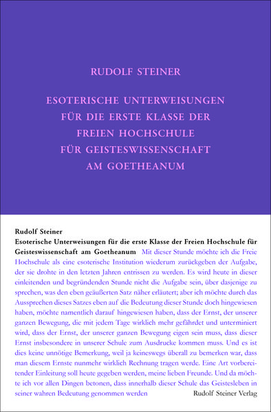 Produktbild: Esoterische Unterweisungen f&uuml;r die erste Klasse der Freien Hochschule f&uuml;r Geisteswissenschaft am Goetheanum 1924